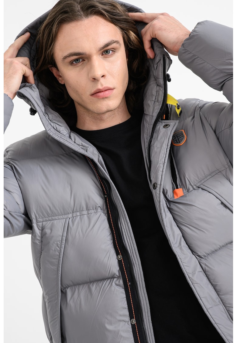 Geaca cu fermoar si gluga Bodir - Gri cenusiu