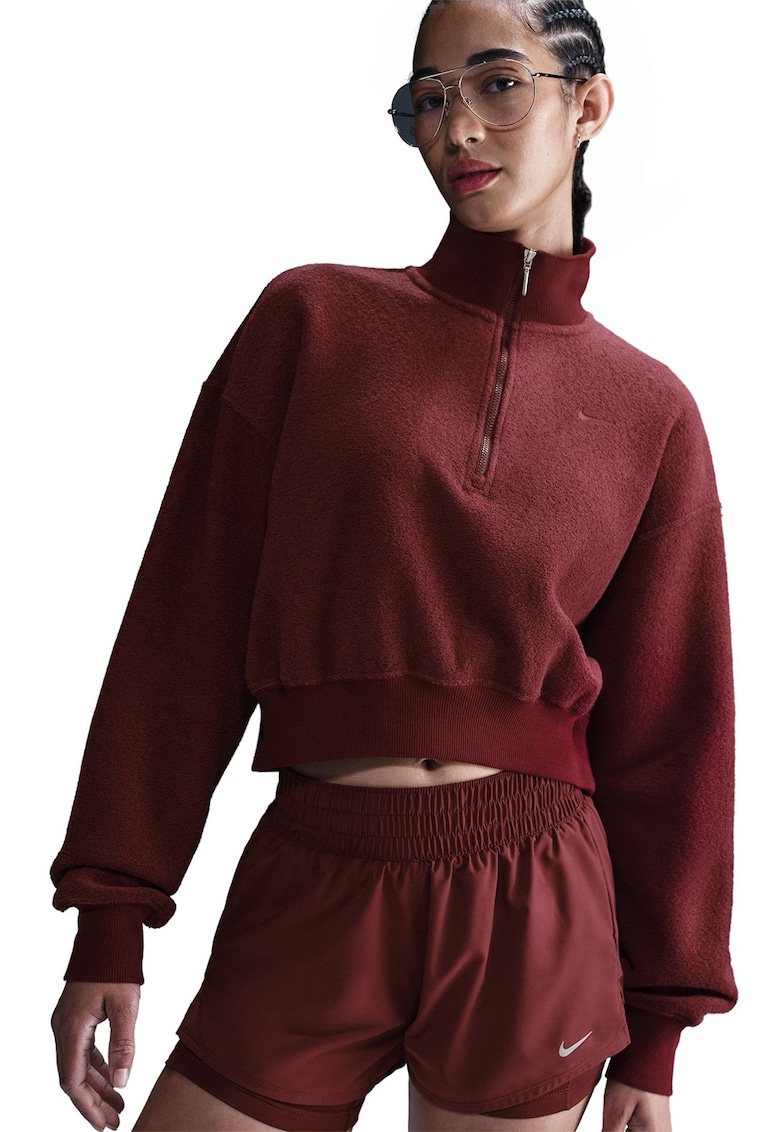 Bluza crop de trening cu fenta cu fermoar