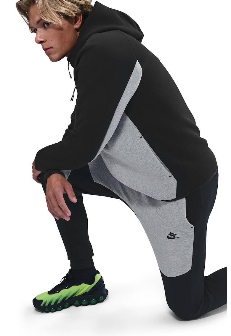 Pantaloni de trening din amestec de bumbac cu talie ajustabilia - Negru/Gri deschis