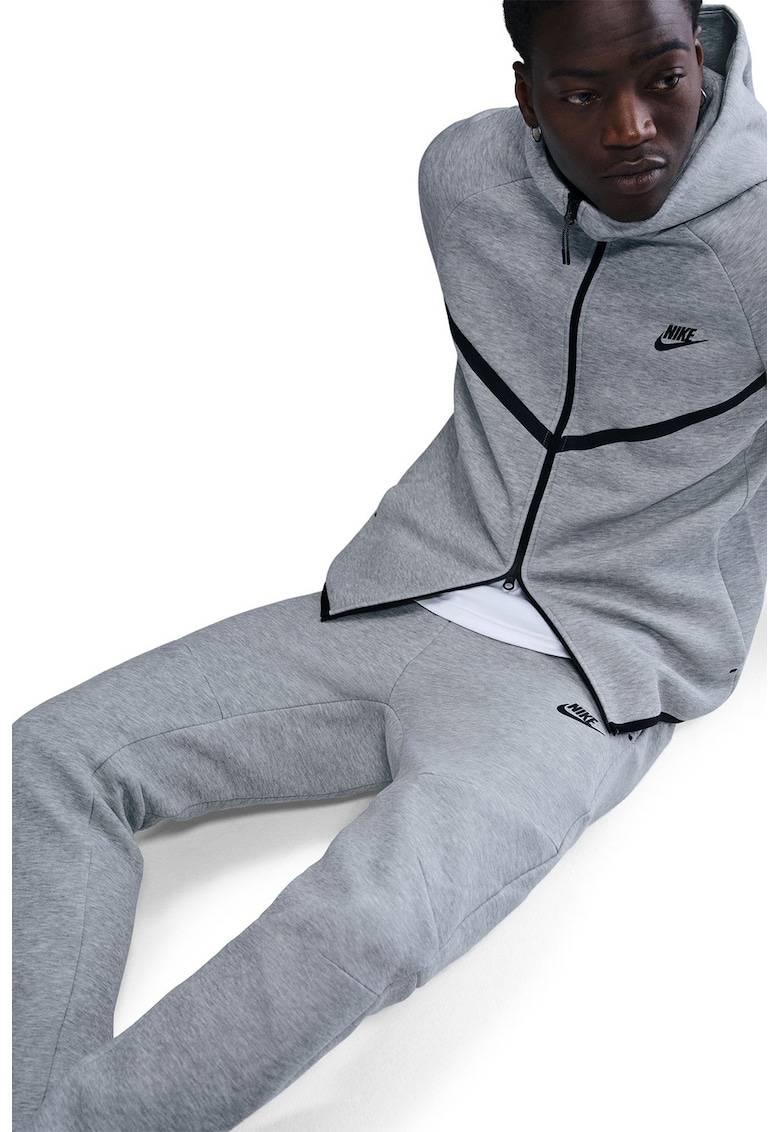 Pantaloni de trening din amestec de bumbac cu talie ajustabilia - Gri deschis melange