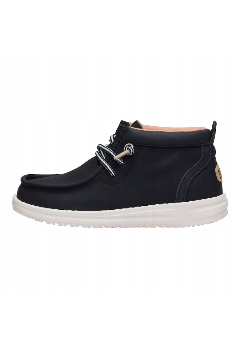 Mocasini Copii Piele Naturala Spuma EVA - Classic Wally Mid - Negru - Negru