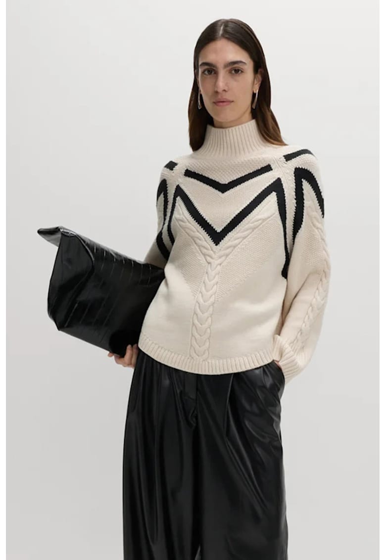 Marks Spencer Pulover relaxed-fit din amestec de lana - Negru/Alb murdar