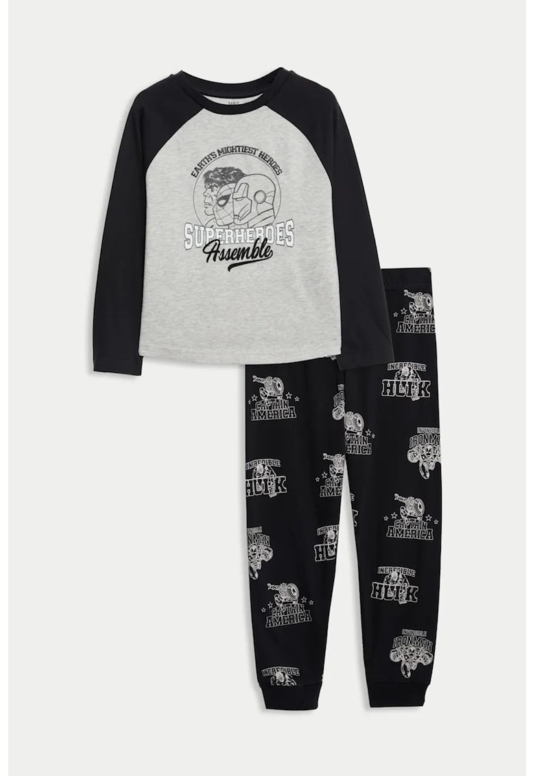 Marks Spencer Pijama cu design grafic - Negru/Gri deschis
