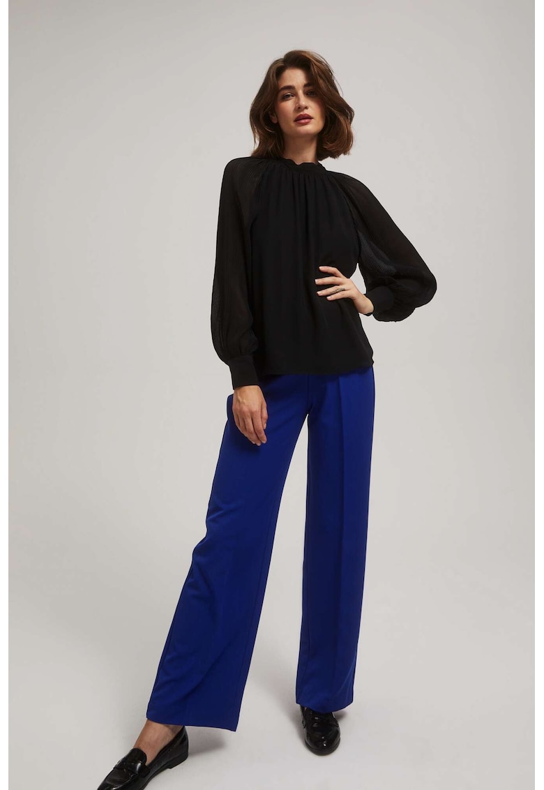 Camasa neagra cu maneci pliate - Negru