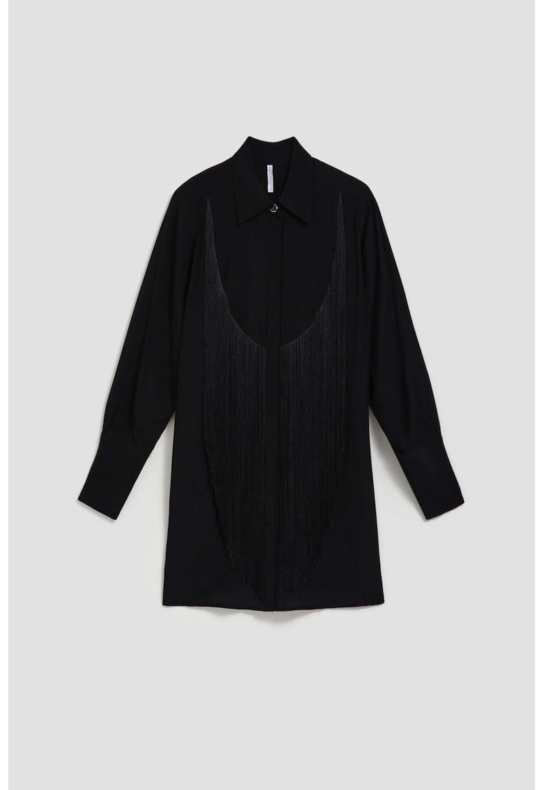 oversized cu franjuri - Negru