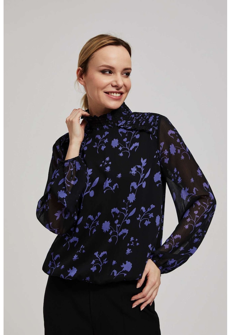 Camasa cu model floral neagra - Negru