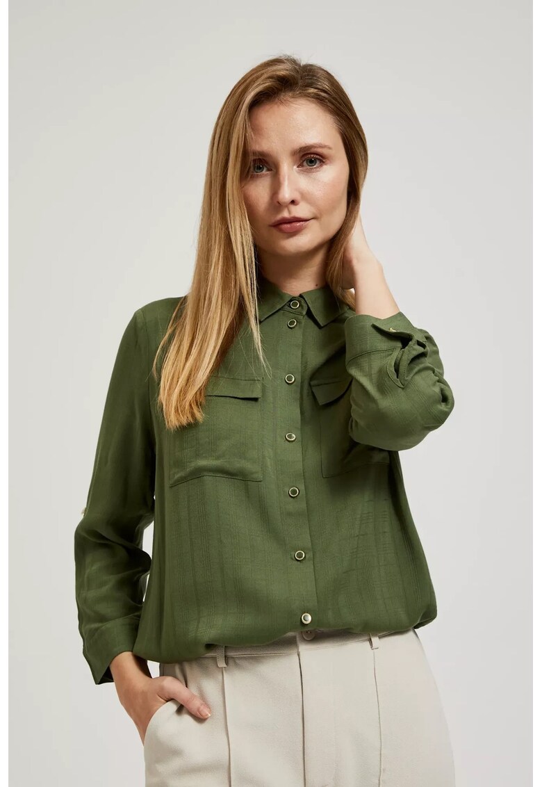 Camasa khaki cu buzunare si maneci lungi - Kaki