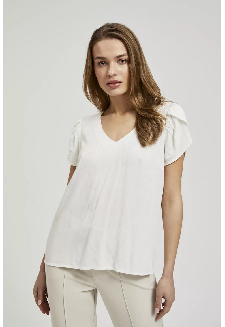 Camasa alba cu decolteu in V - Alb murdar