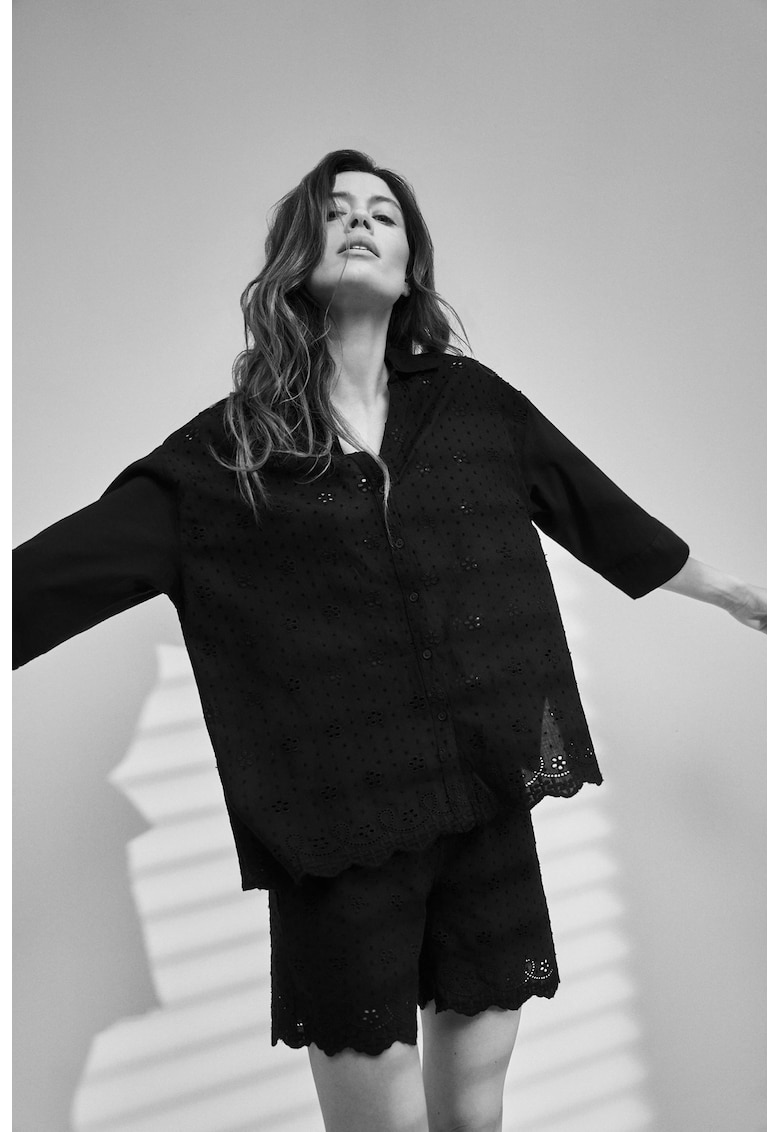 neagră oversized bumbac - Negru