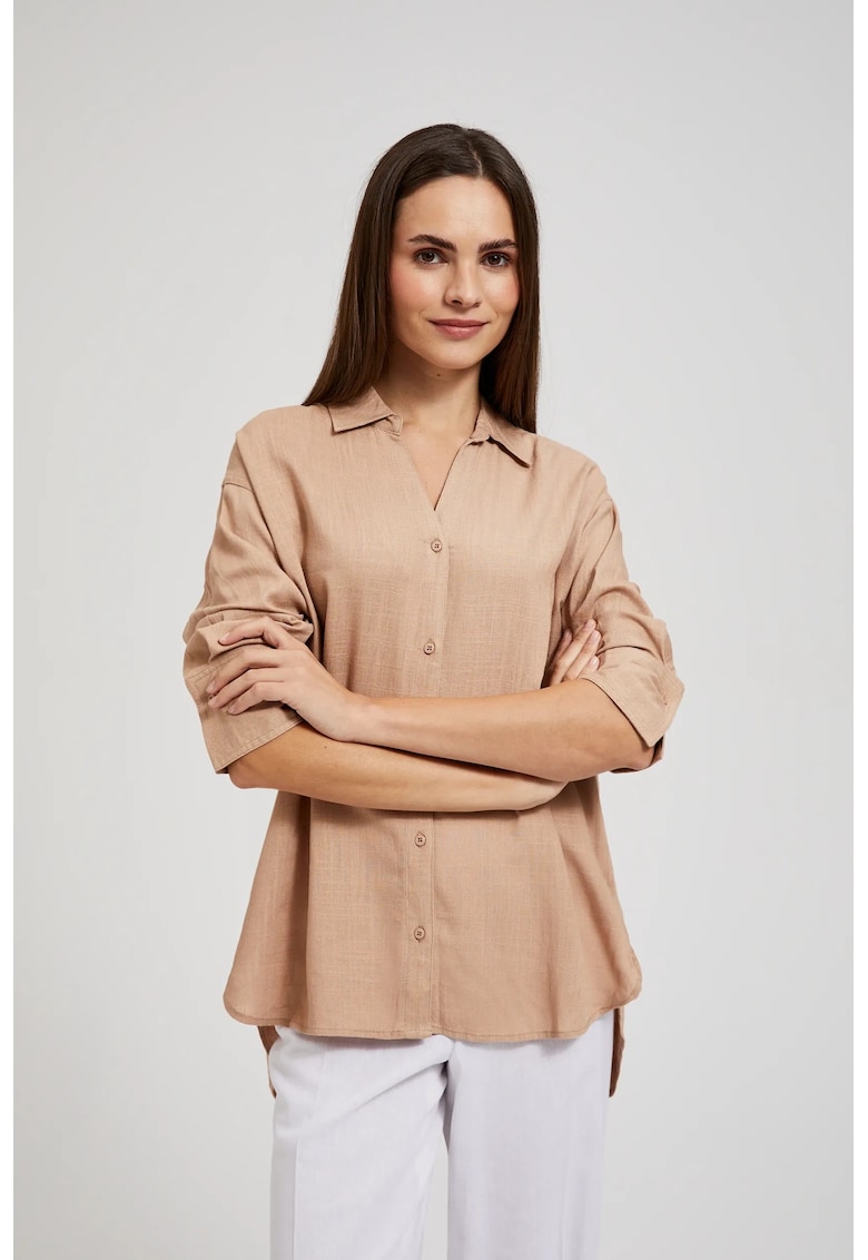 Camasa bej din in - Maro deschis
