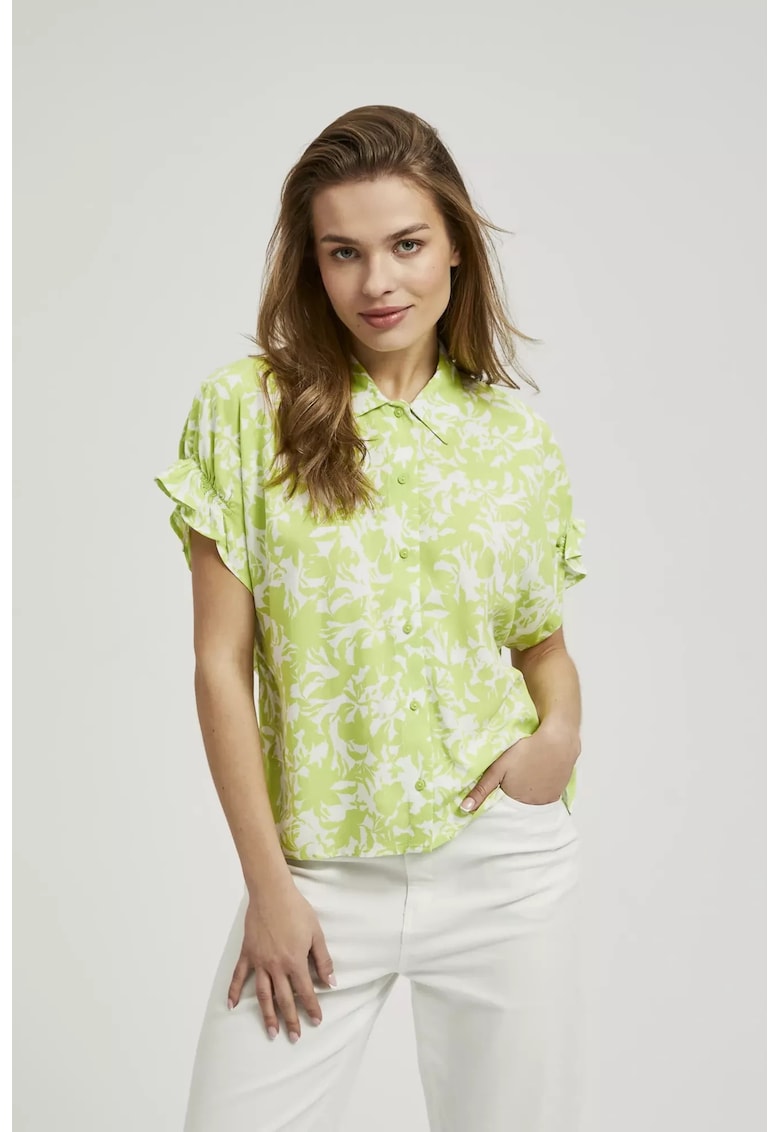 Bluza verde cu maneci volan - Verde