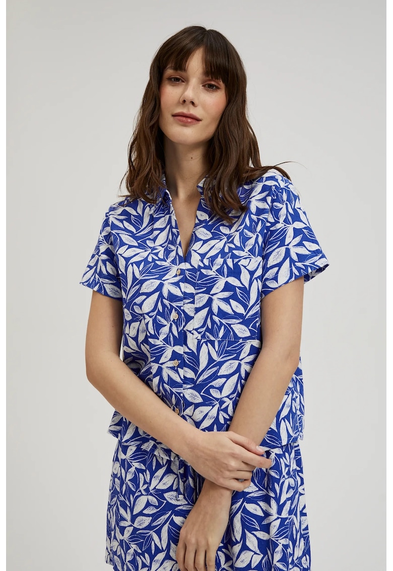albastră - floral - Albastru