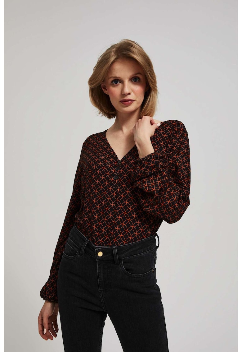 Bluza cu model geometric - Negru