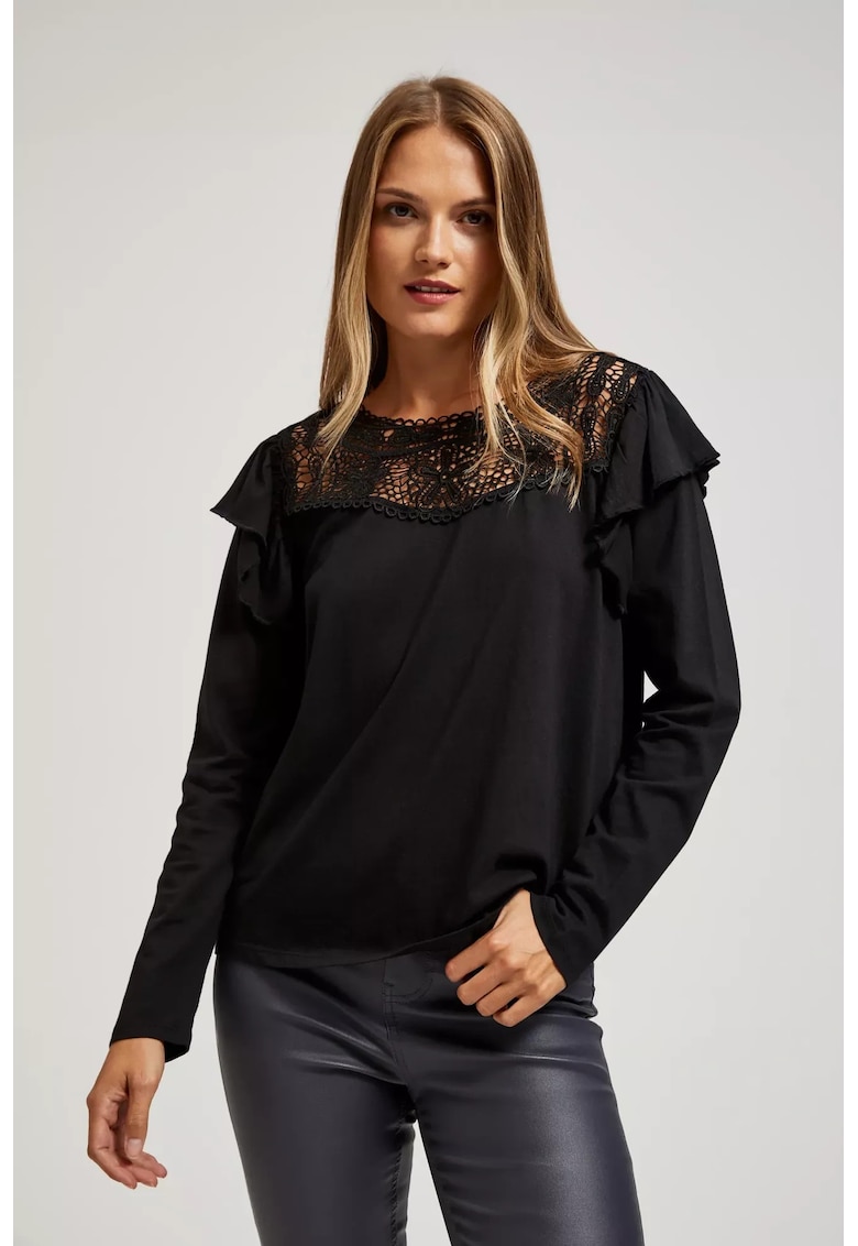 Bluza neagra cu dantela - Negru
