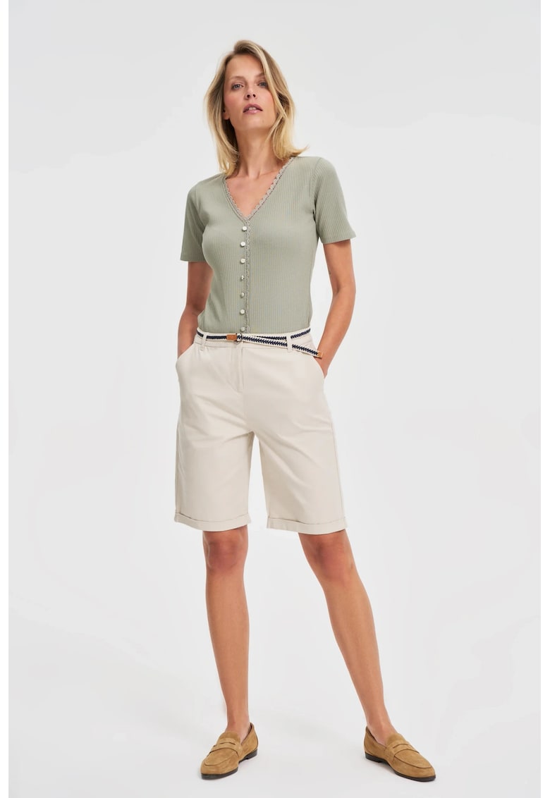 Sorturi din bumbac cu curea bej - Bej