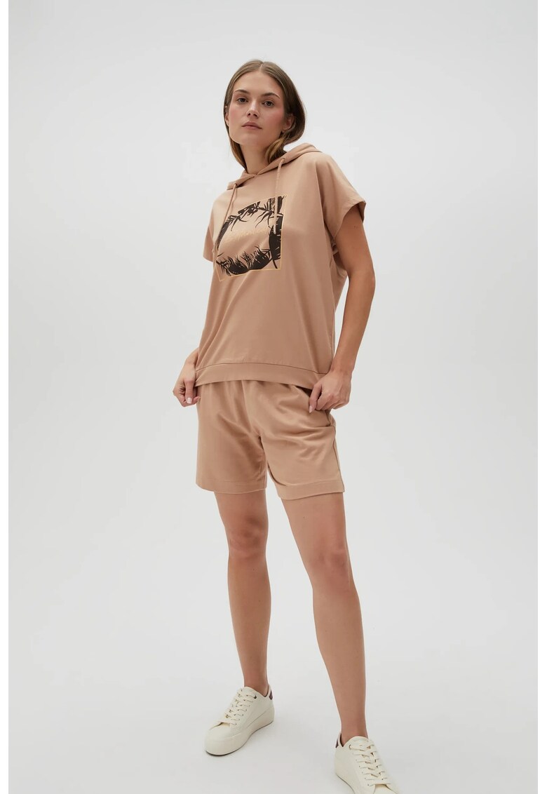 Shorts din bumbac bej - Maro deschis