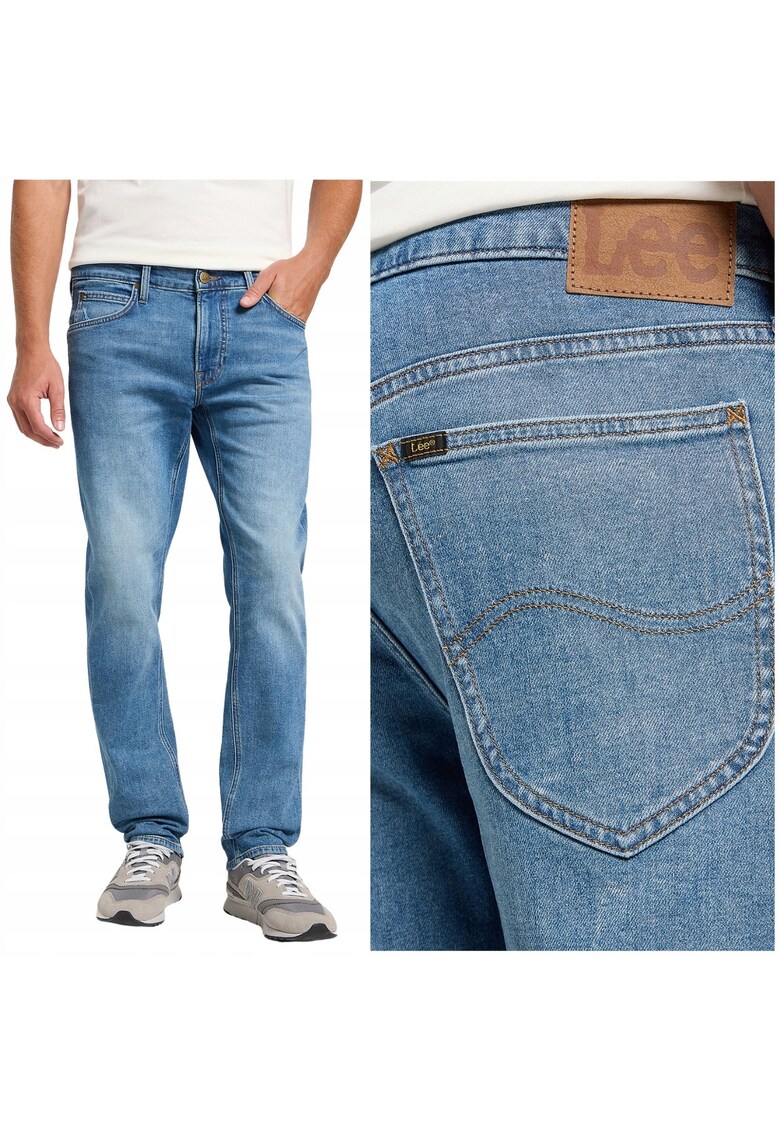 Blugi drepti Daren - albastru - W34 L30 - croi drept - fermoar
