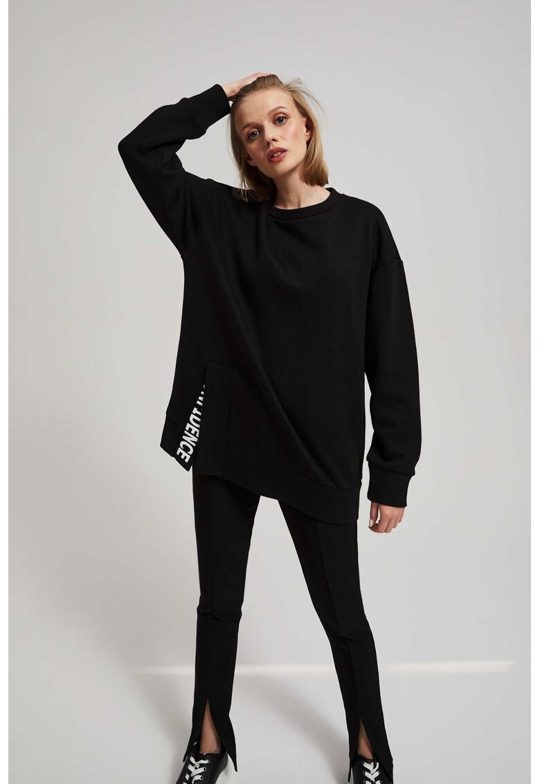 Bluza oversize cu inscriptie - Negru
