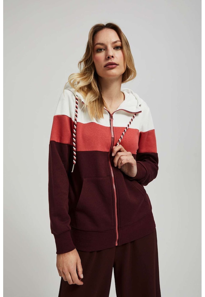 Sweatshirt cu gluga castan - Maro inchis