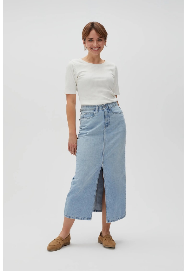 Fusta din denim midi albastra - Albastru deschis