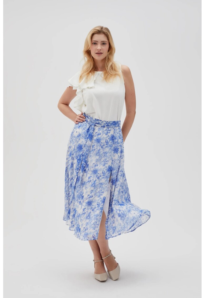 Fusta florala cu despicatura albastra - Albastru deschis
