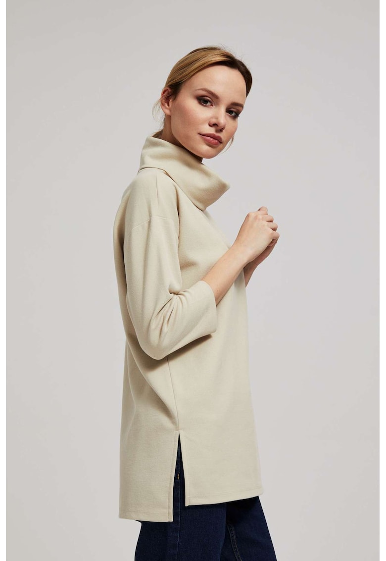 Hanorac bej cu guler larg - Bej
