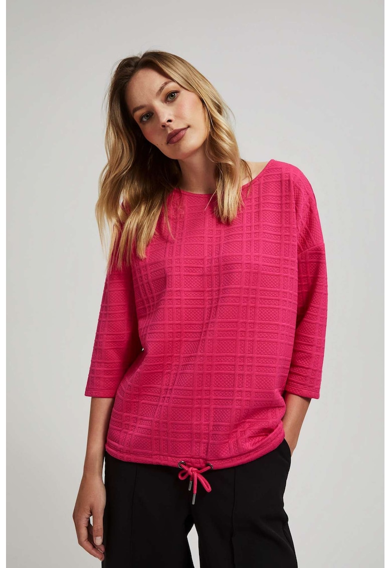 Pulover fucsia cu maneci bufante - Roz inchis