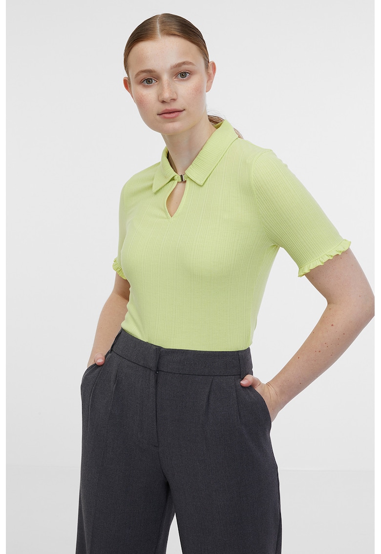 Tricou polo cu model uni - Verde lime