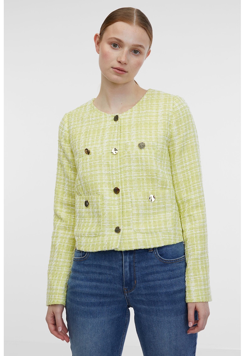 Sacou din tuid cu buzunare aplicate