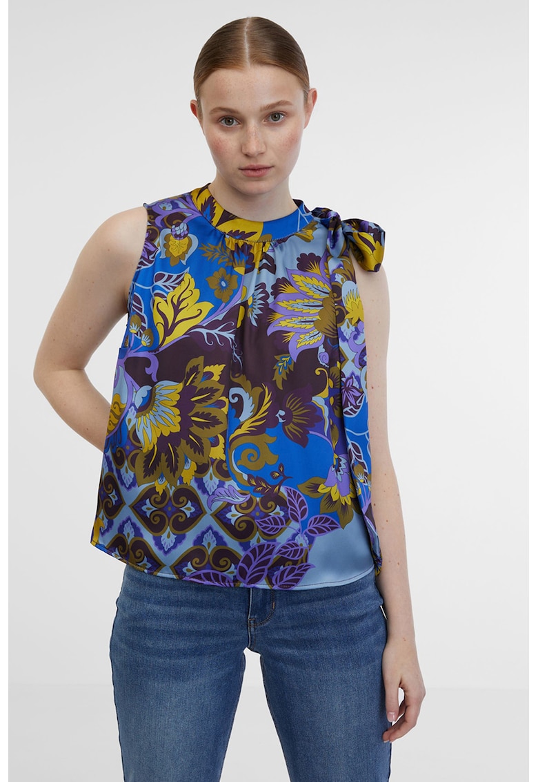 Bluza cu design floral - Albastru royal