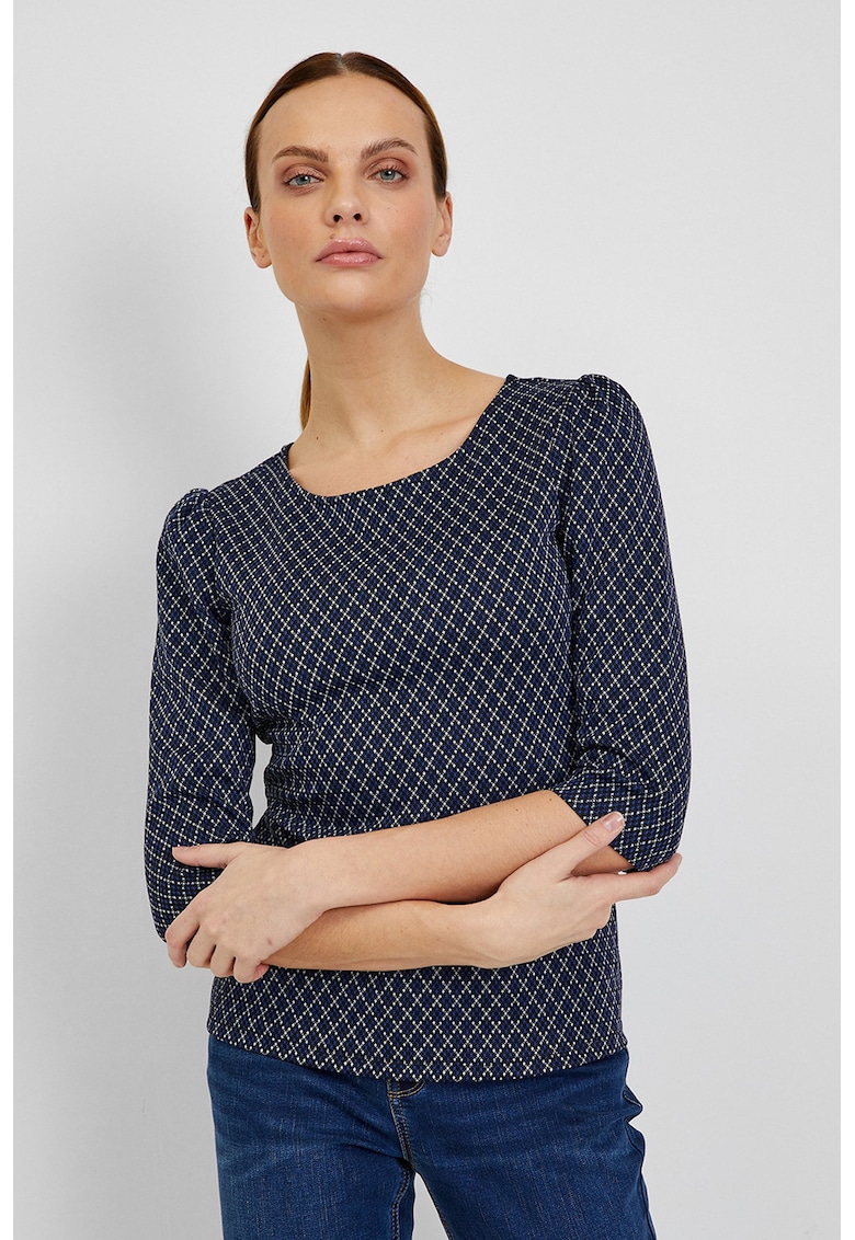 Bluza cu maneci 3/4 - Alb/Albastru ultramarin