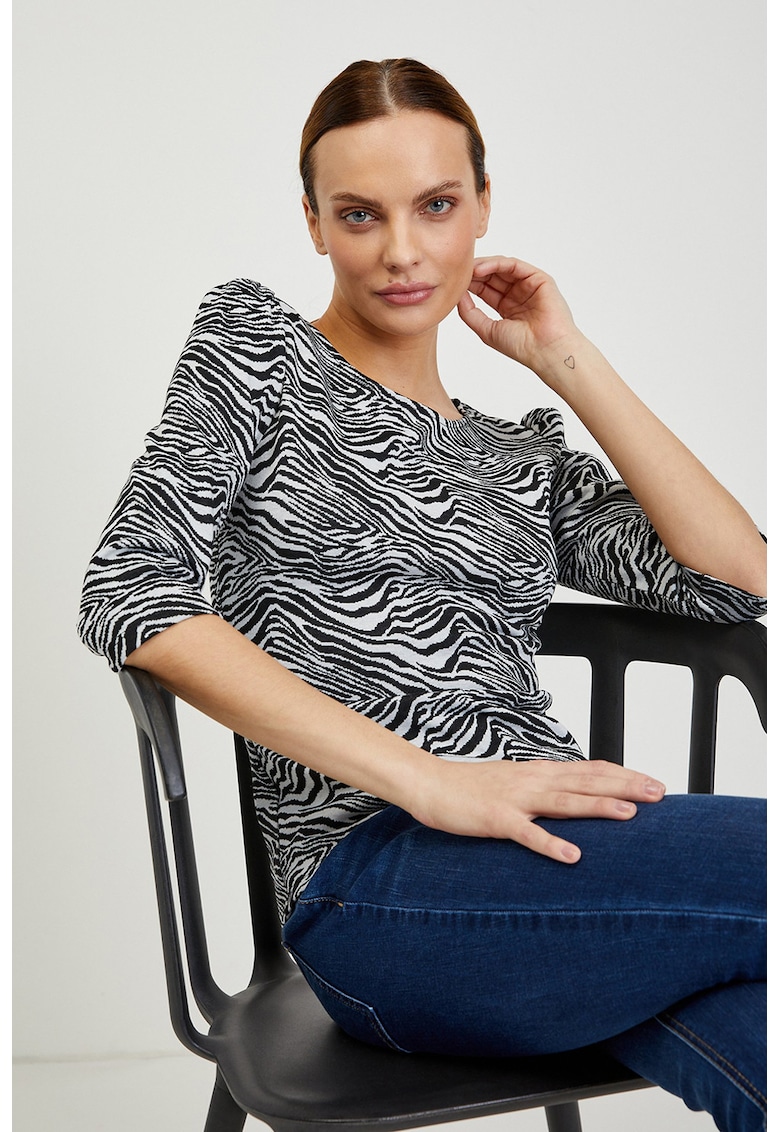 Bluza cu maneci 3/4 - Alb/Negru