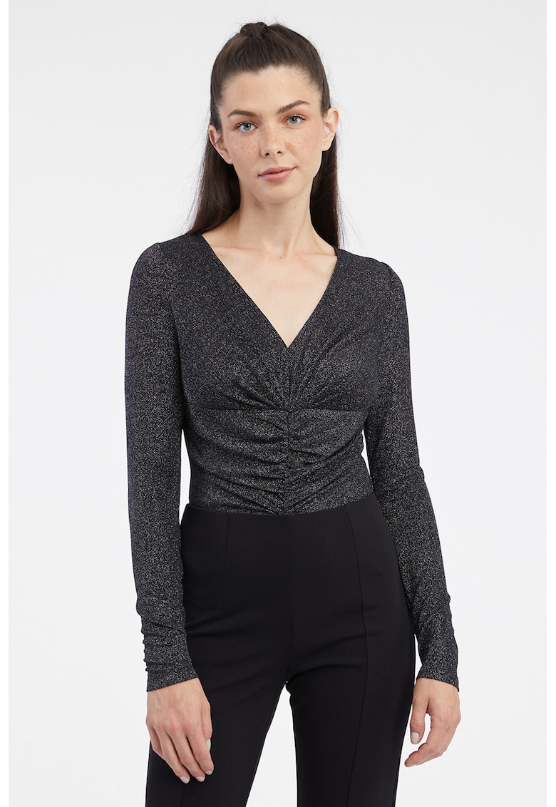 Body stralucitor slim fit cu drapaj