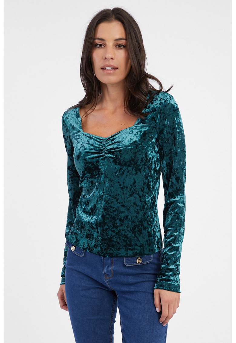 Bluza catifelata regular fit - Verde persan