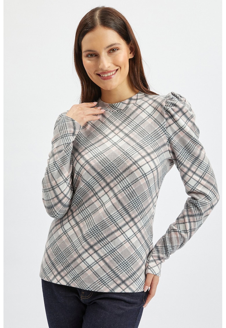 Bluza in carouri cu maneci bufante