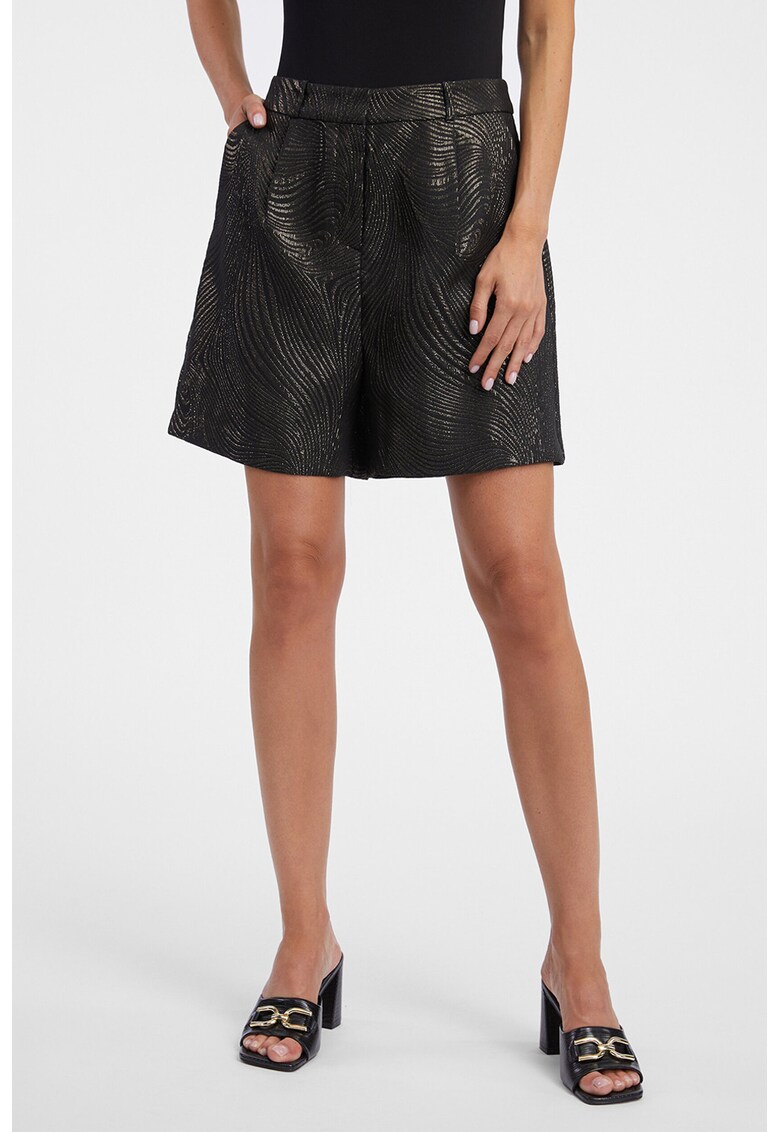 Pantaloni scurti relaxed fit cu insertii stralucitoare - Negru