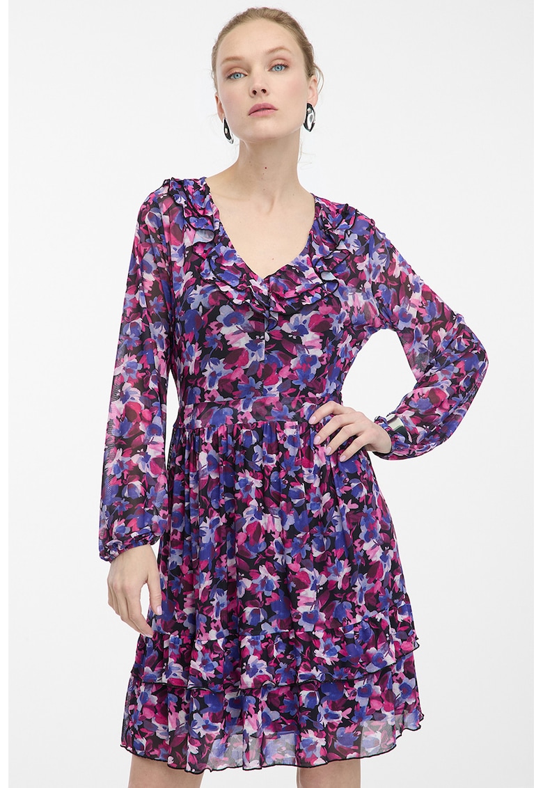 Rochie cu maneci lungi si imprimeu