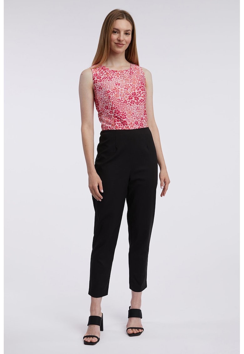 Salopeta cu fermoar pe partea din spate si imprimeu - Rosu/Negru