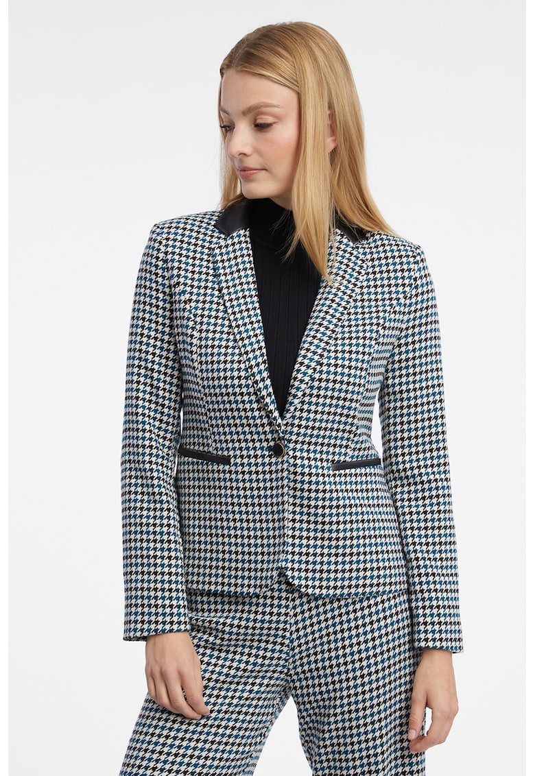 Sacou cambrat cu model houndstooth