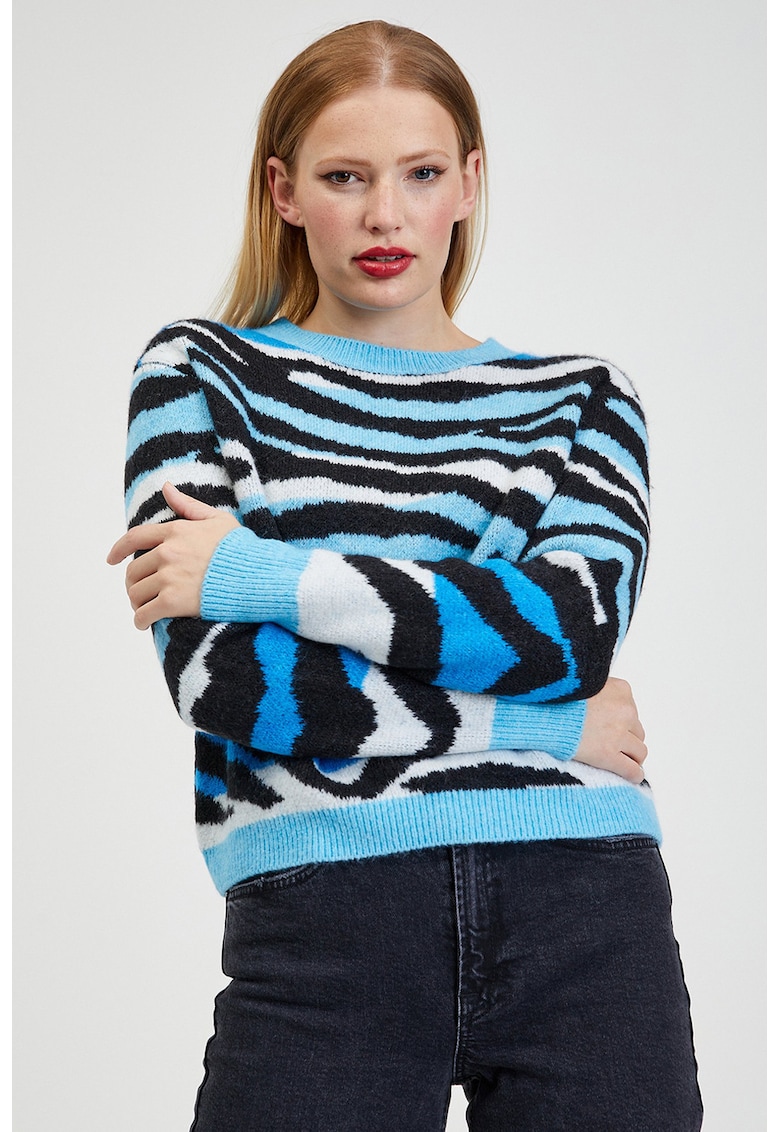 Pulover tricotat cu model animal print