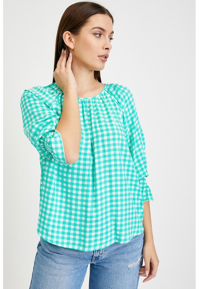 Bluza cu maneci lungi Gingham - Verde deschis
