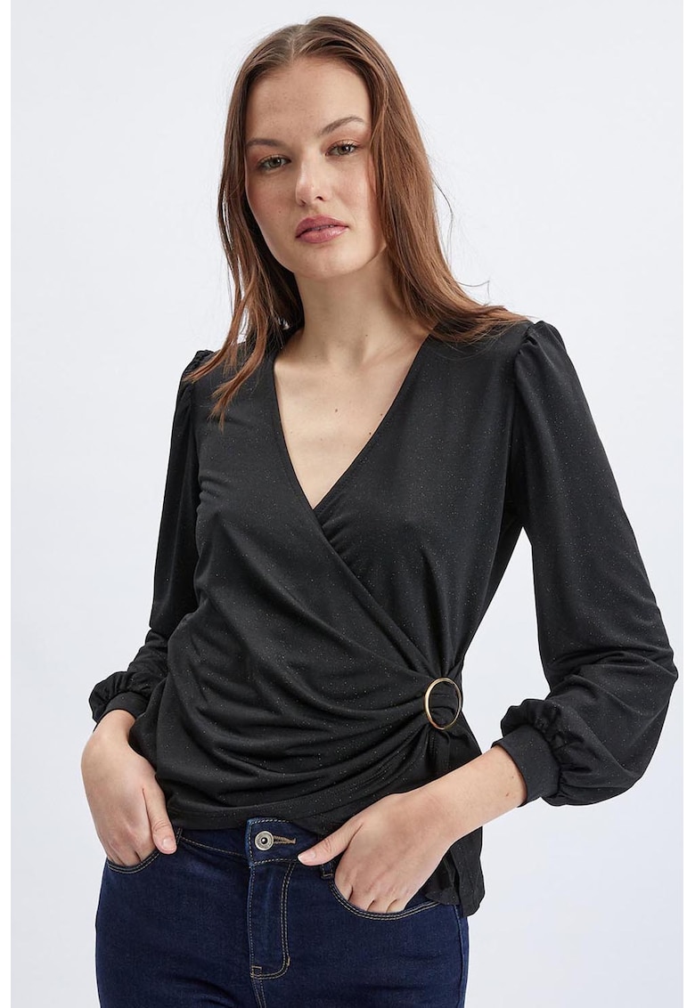 Bluza cu model cache-coeur - Negru