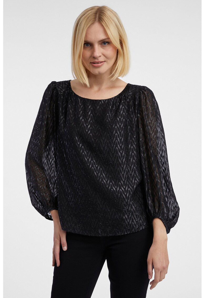 Bluza cu insertii din lurex - Negru