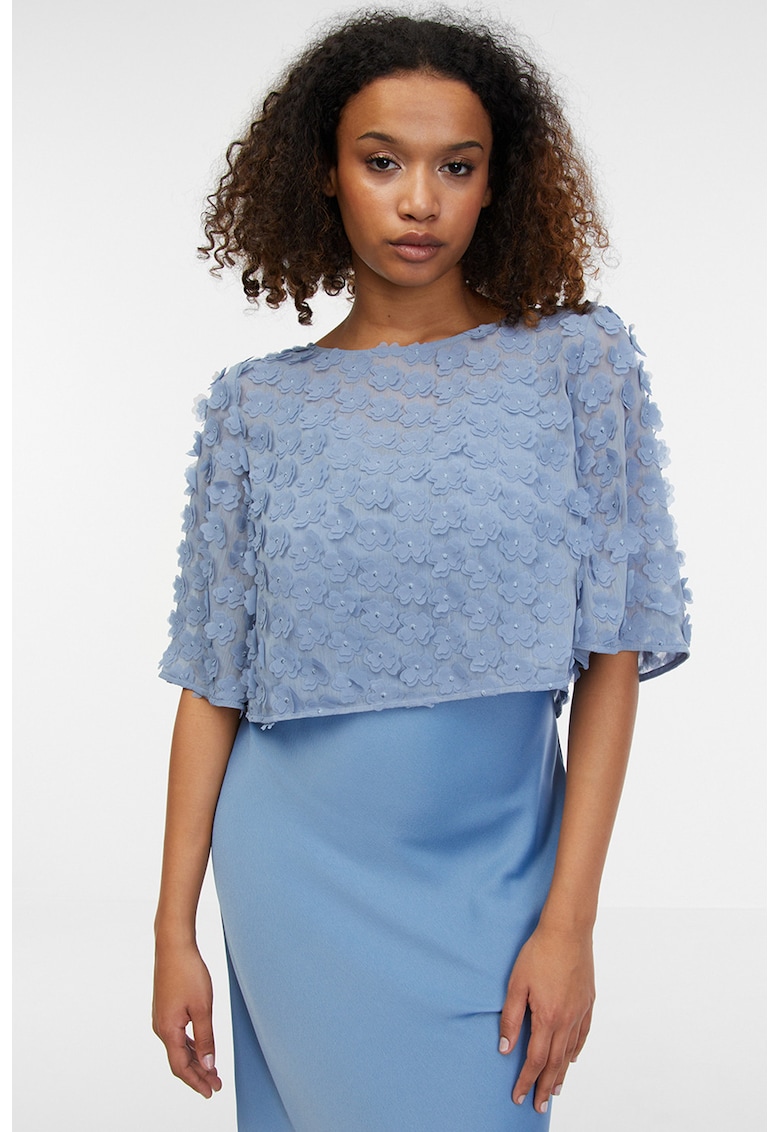 Bluza crop cu aplicatii florale