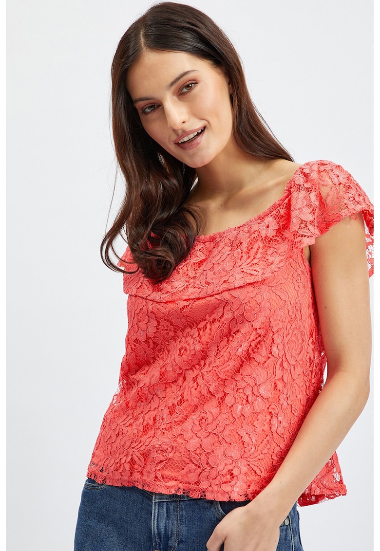 Bluza din dantela cu decolteu barcuta