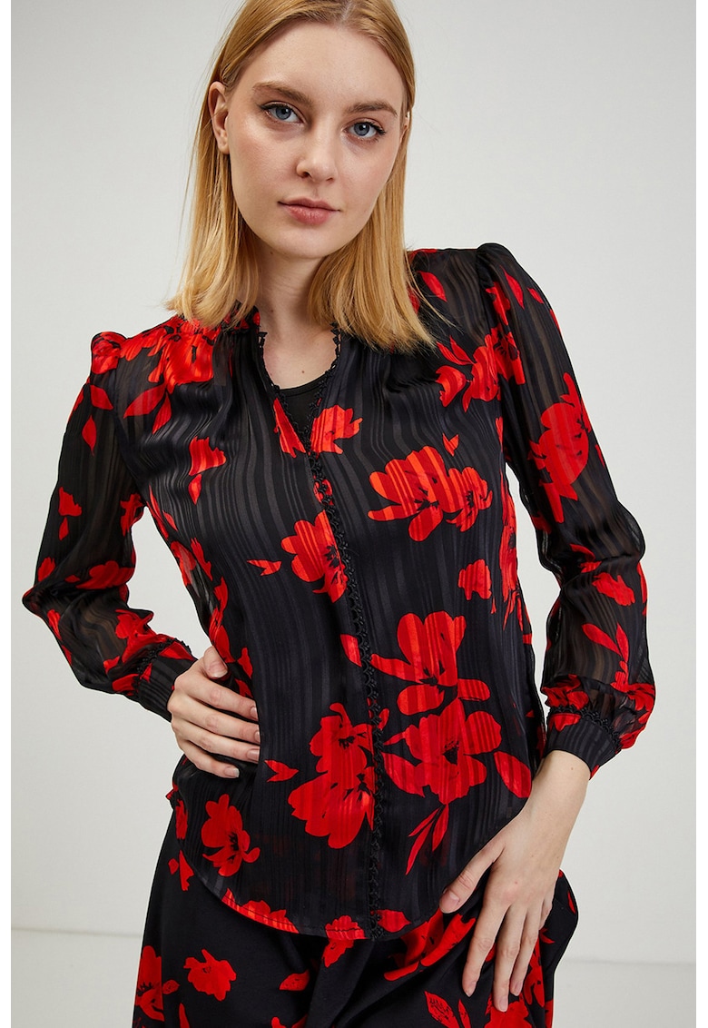 Bluza cu decolteu in V si imprimeu