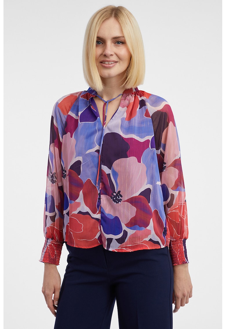 Bluza cu maneci raglan si imprimeu - Roz/Albastru