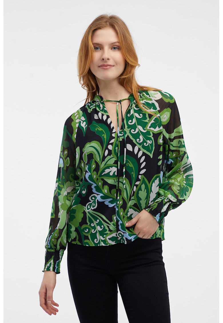 Bluza cu maneci raglan si imprimeu - Verde