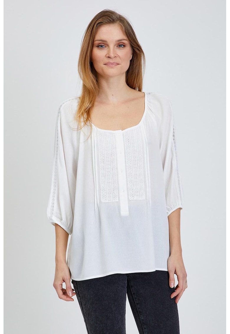 Bluza cu maneci medii si detalii brodate