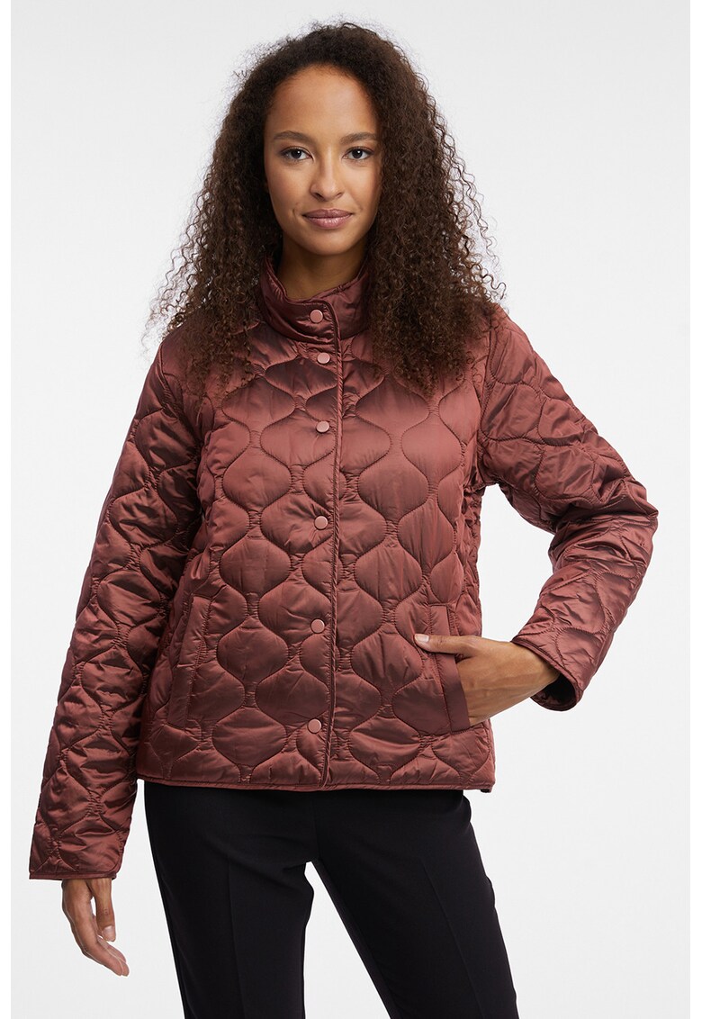 Geaca matlasata cu capse - Maro cognac